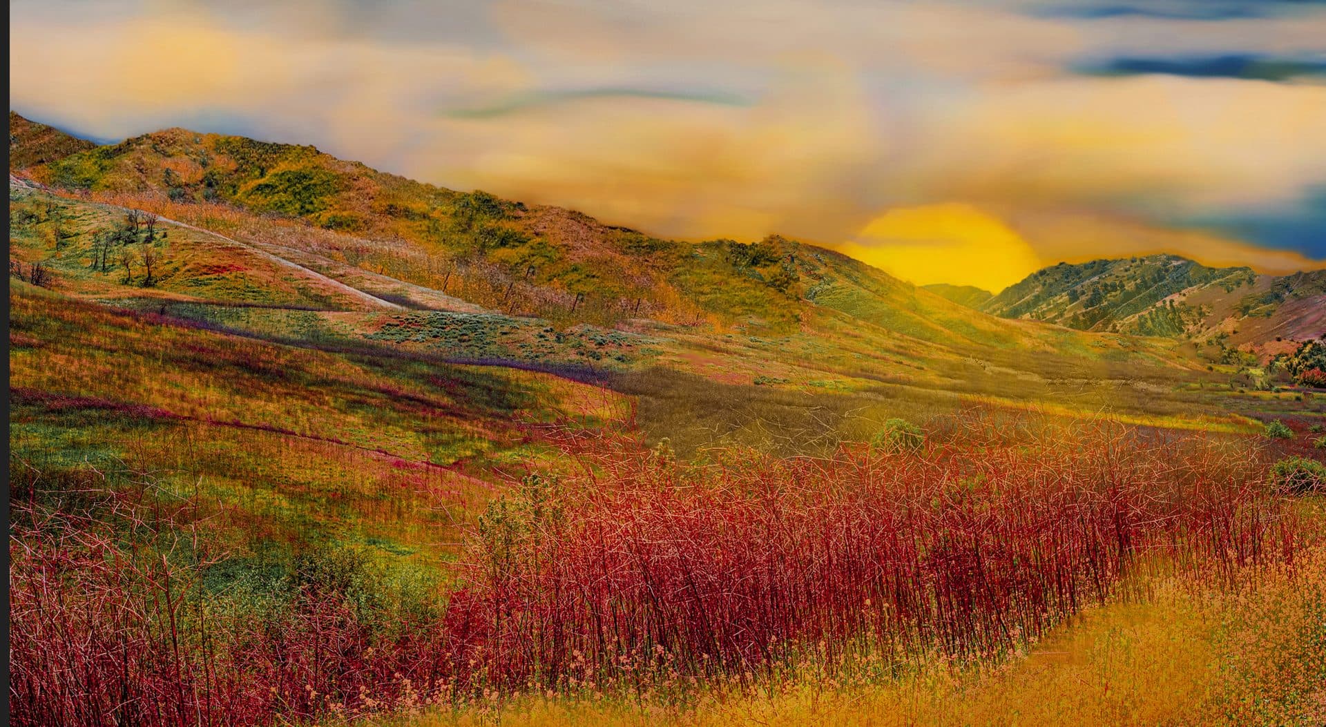 Golden-hour view over a Chino Hills residential neighborhood with rolling Inland Empire hills